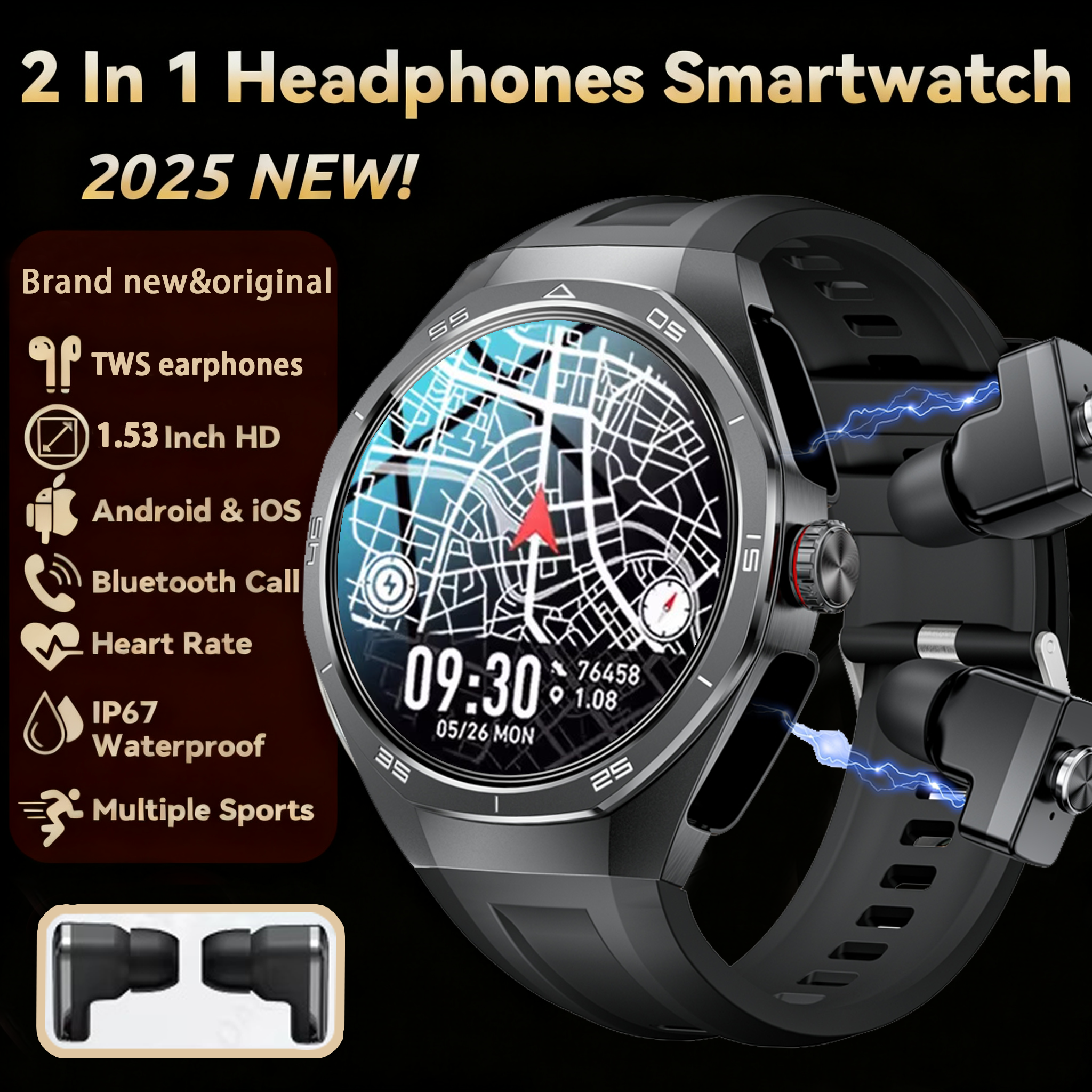 NFC Headset Smart Watch 2 in 1 - Smartwatch Headset ulasan dan harga