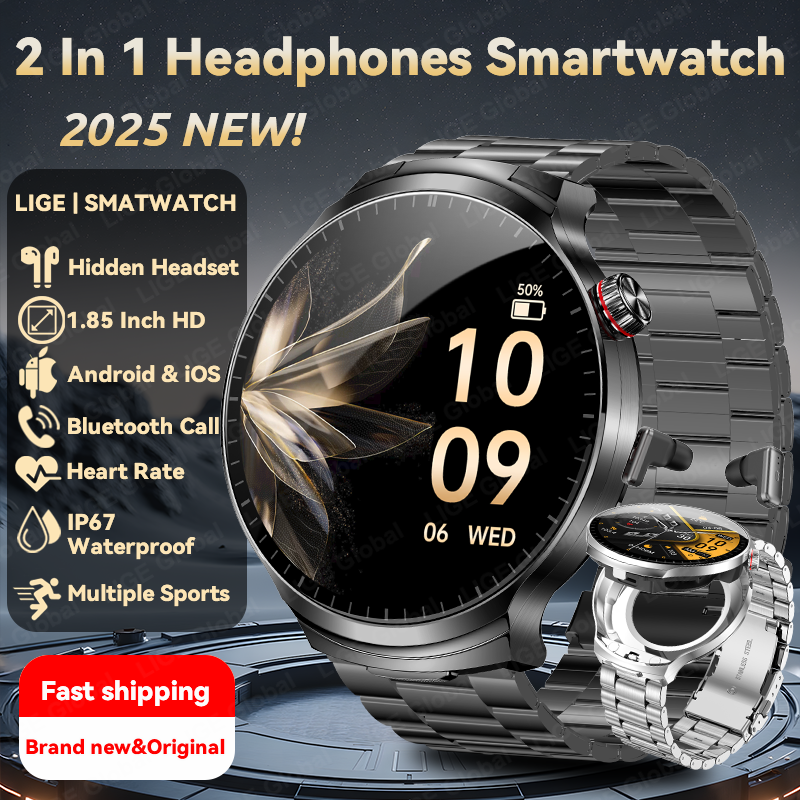 LIGE TWS 2 In 1 Headset Smart  - Smartwatch Headset ulasan dan harga