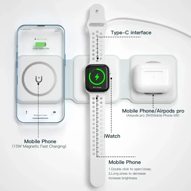3 in 1 Portable Magnetic Wirel - Watch Charging Dock ulasan dan harga